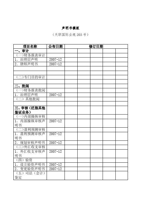 公司财务表表审计声明书范本