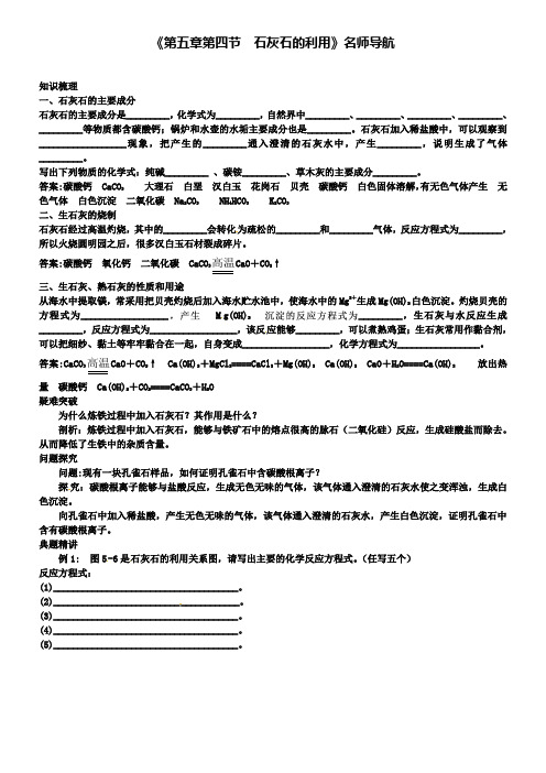 九年级化学全册《第五章第四节 石灰石的利用》沪教版