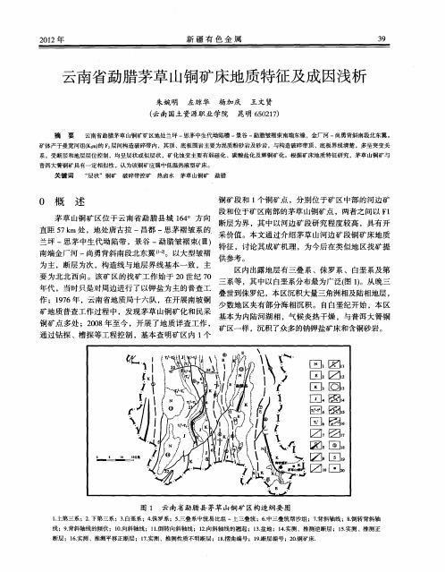 云南省勐腊茅草山铜矿床地质特征及成因浅析