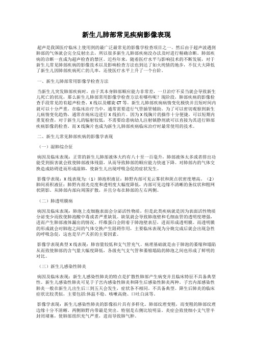 新生儿肺部常见疾病影像表现