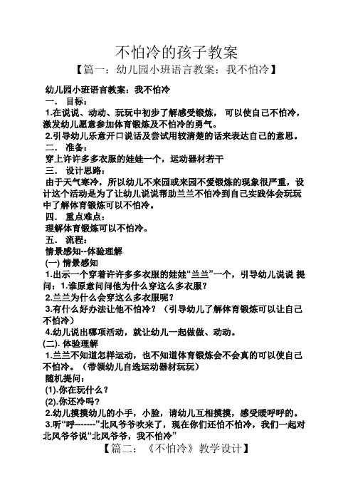 不怕冷的孩子教案