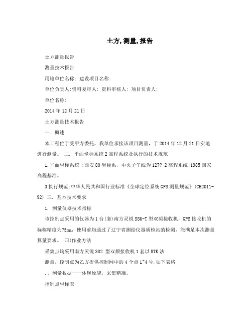 土方,测量,报告