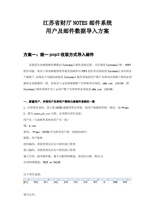 江苏省财厅NOTES邮件系统用户及邮件数据导入方案