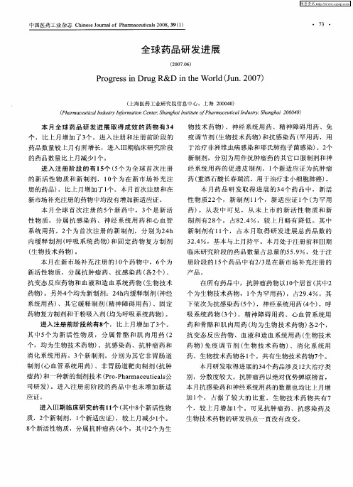 全球药品研发进展