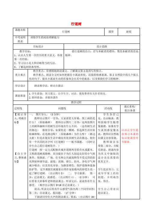 山东省济南市六年级语文下册 行道树教案 鲁教版五四制