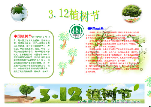 3月12号植树节电子手抄报 植树节电子小报 Word格式电子报 学生电子小报