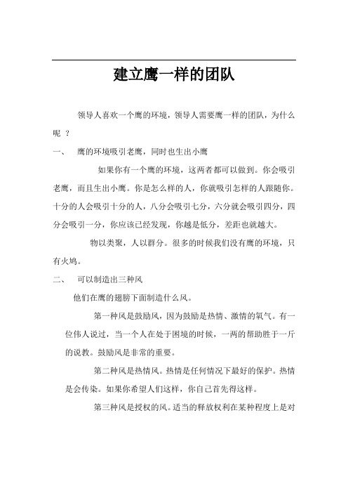 建立鹰一样的团队