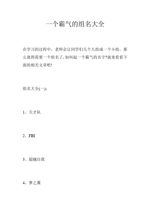 一个霸气的组名大全