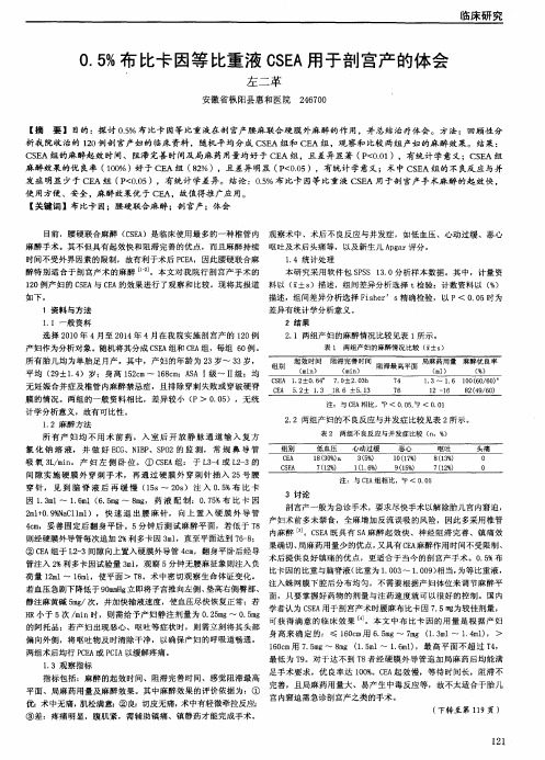 0.5%布比卡因等比重液CSEA用于剖宫产的体会