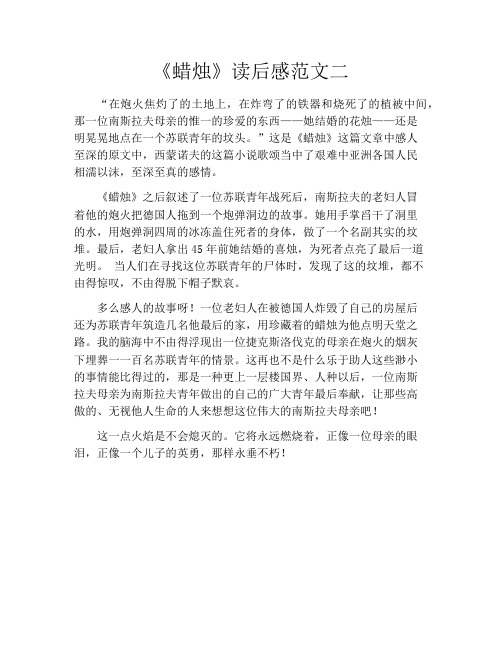 《蜡烛》读后感范文二