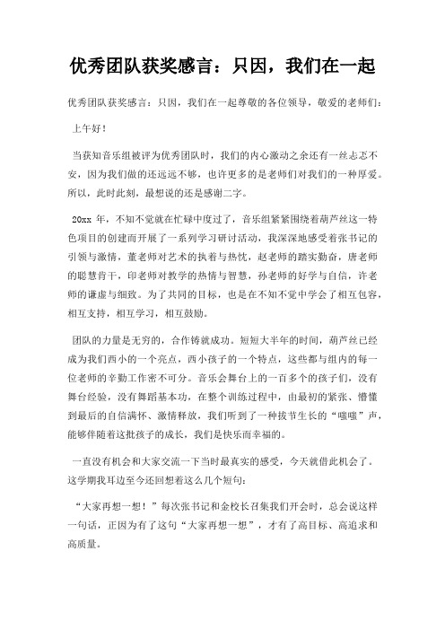 优秀团队获奖感言只因,我们在一起三篇