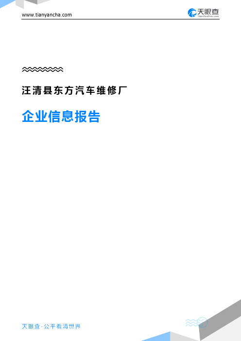 汪清县东方汽车维修厂企业信息报告-天眼查