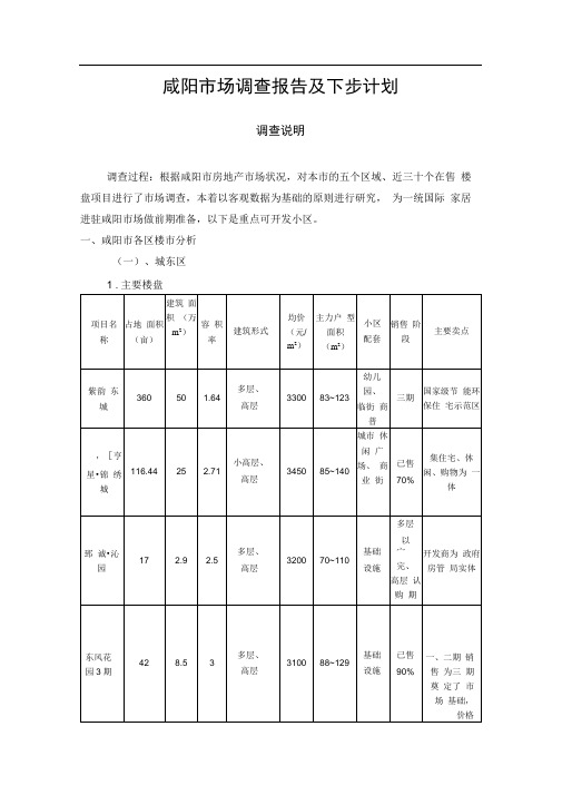 咸阳房地产调查及下步计划