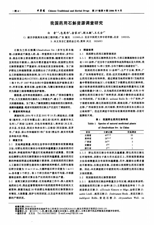 我国药用石斛资源调查研究