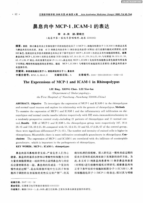 鼻息肉中MCP-1、ICAM-1的表达