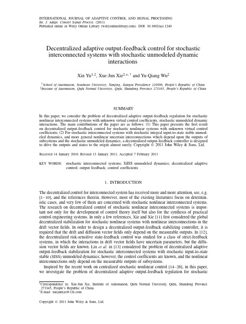 Decentralized adaptive output-feedback control for
