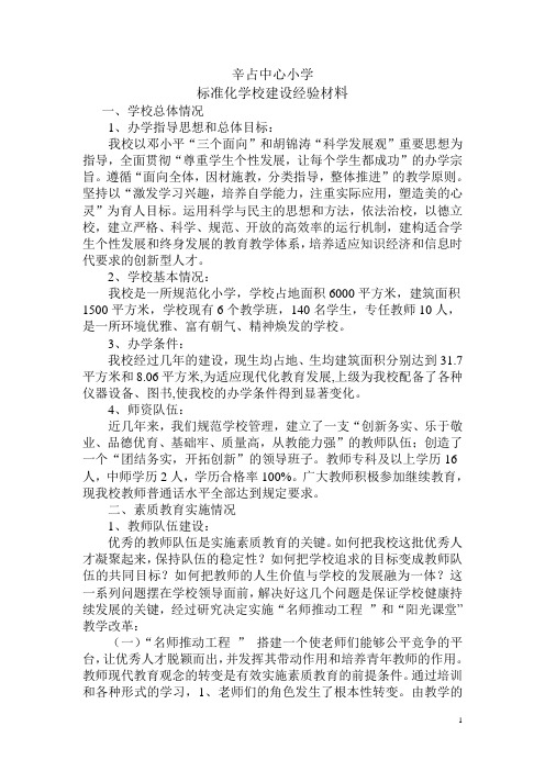 标准化学校建设经验材料