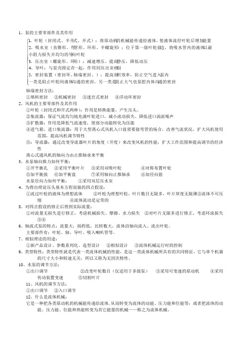 流体机械简答(中国矿业大学)