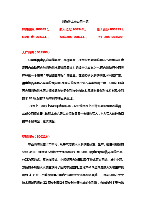 消防类上市公司一览