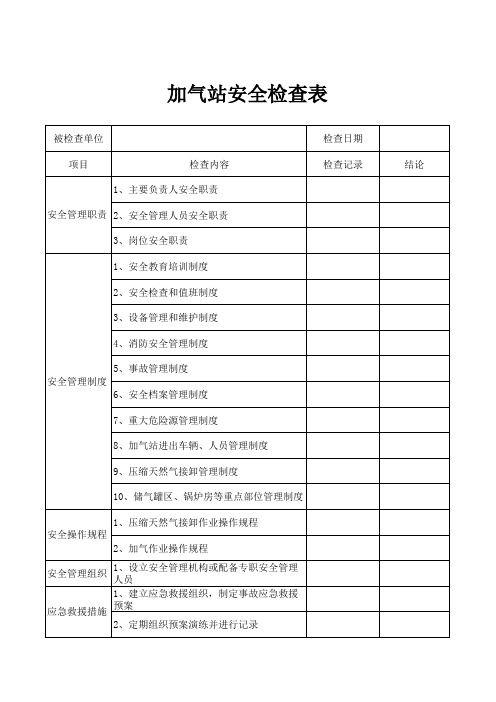 加气站安全检查表