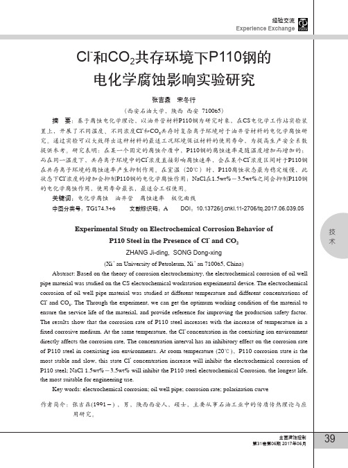 Cl-和CO2共存环境下P110钢的电化学腐蚀影响实验研究