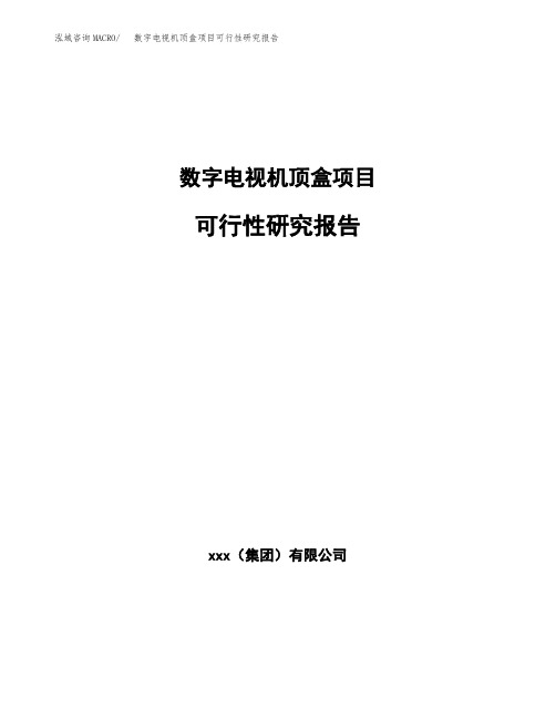 数字电视机顶盒项目可行性研究报告模板