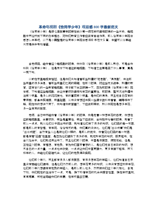 革命电视剧《恰同学少年》观后感800字最新范文