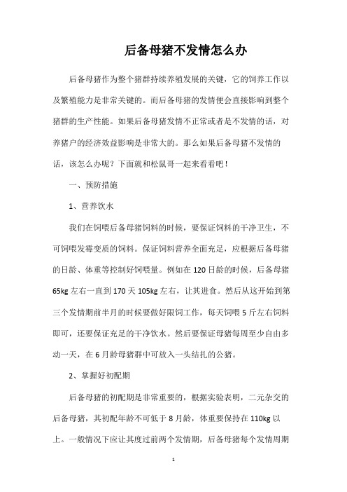 后备母猪不发情怎么办