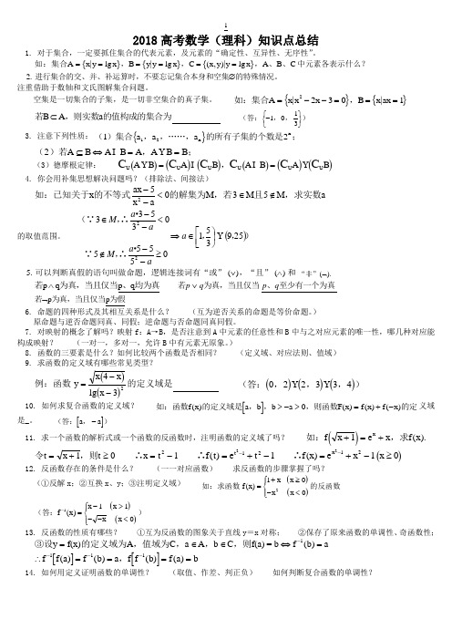 2018高考数学(理科)知识点总结(精辟)