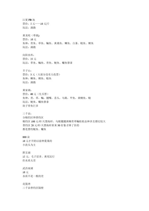 钓鱼位置、价格