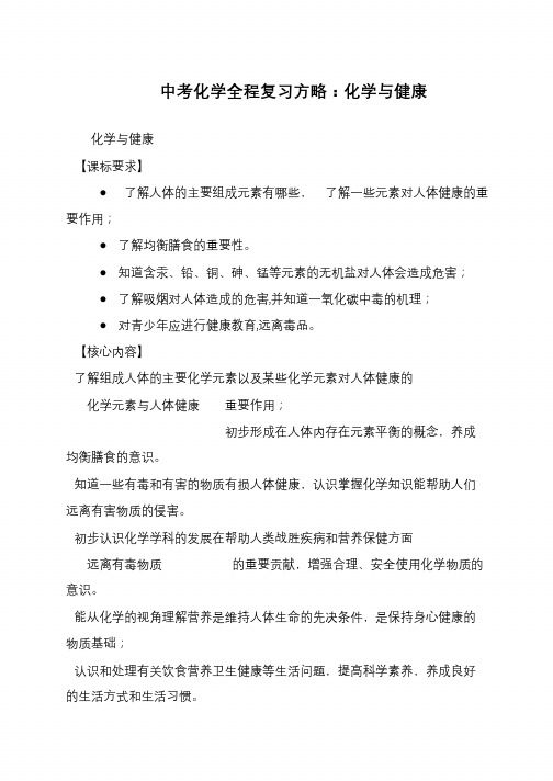 中考化学全程复习方略：化学与健康