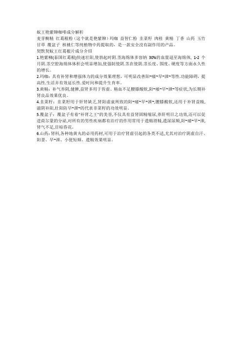 蚁王艳紫铆咖啡成分解析
