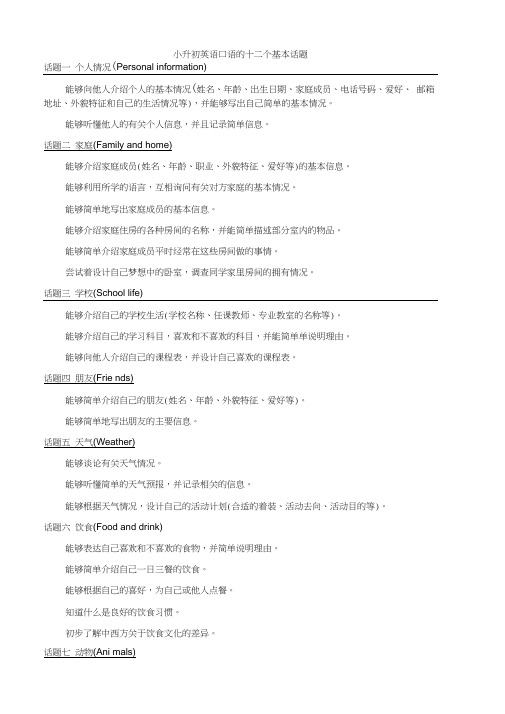 (完整版)小升初英语口语的12个基本话题(20201128222726)