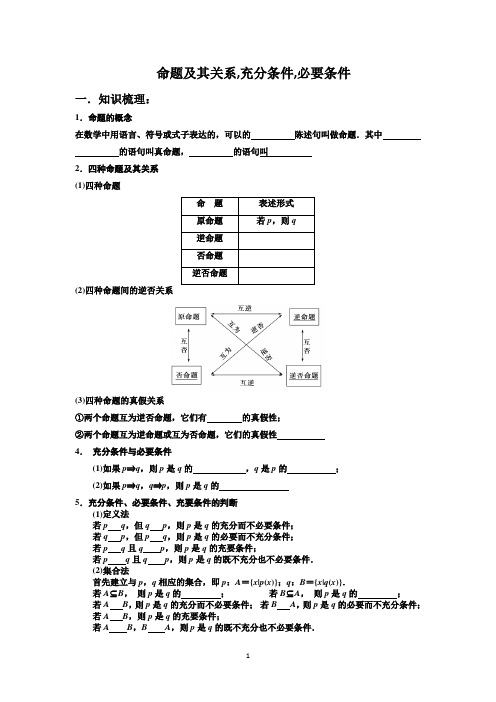 高三一轮充要与必要条件的复习学案