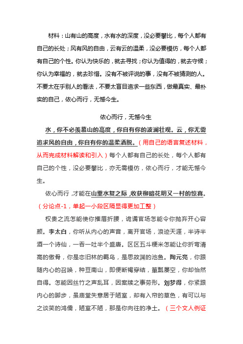 满分作文范文《独特》