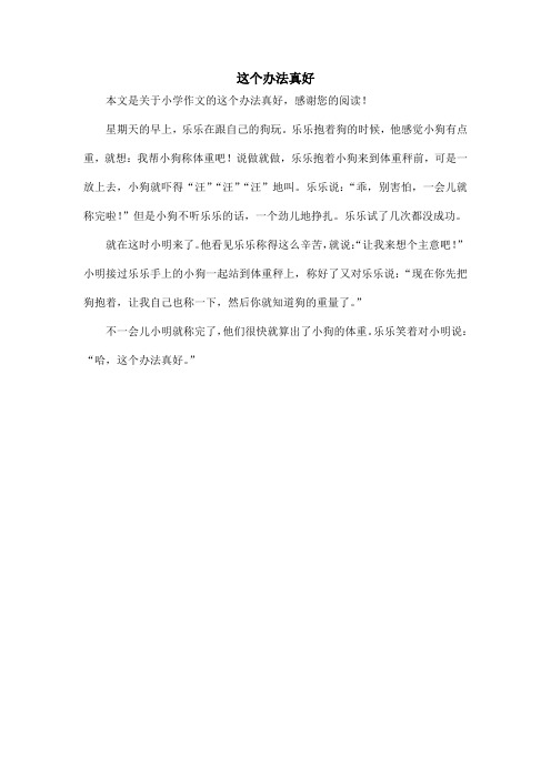 这个办法真好_小学作文_5