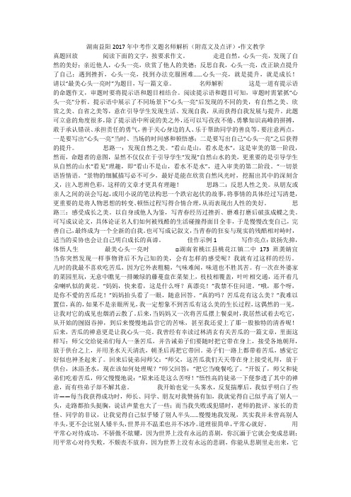 湖南益阳2020年中考作文题名师解析(附范文及点评)-作文教学