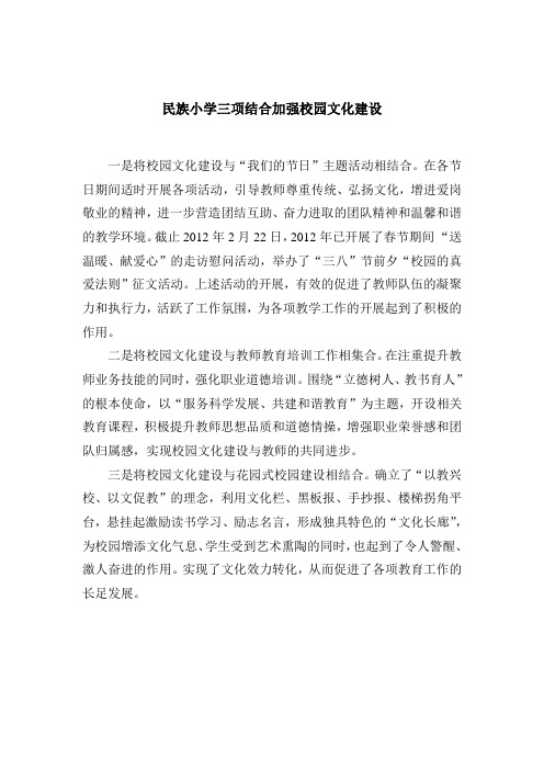 民族小学三项结合加强校园文化建设