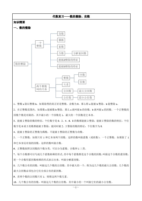 代数复习1(数的整除、实数)-学生版