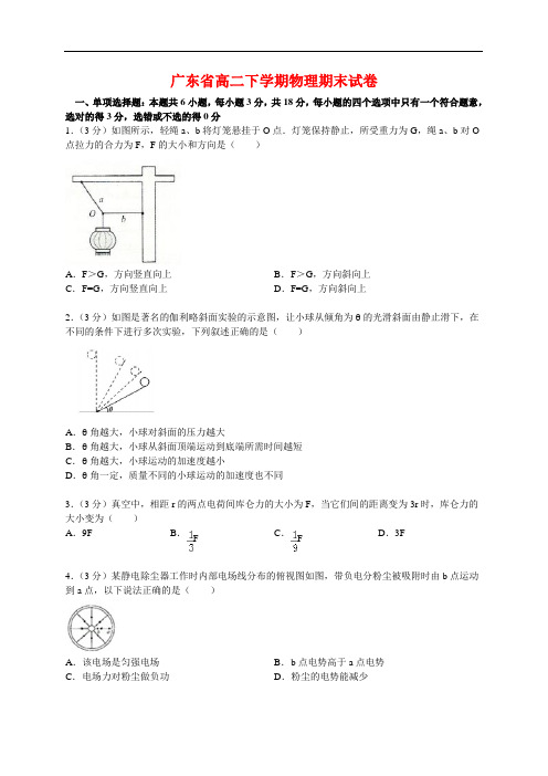 广东省2020年高二下学期物理期末试卷(附答案) (2)