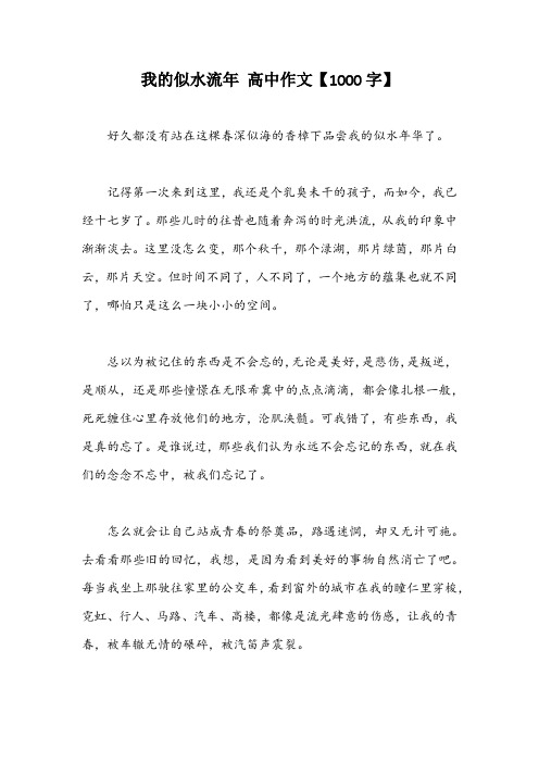 我的似水流年 高中作文【1000字】