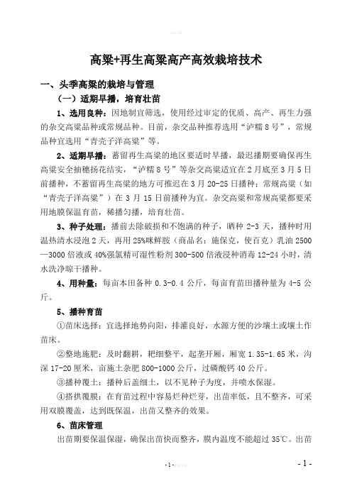 高粱+再生高粱高产高效栽培技术