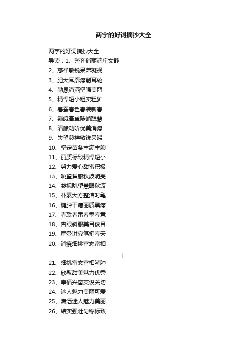 两字的好词摘抄大全
