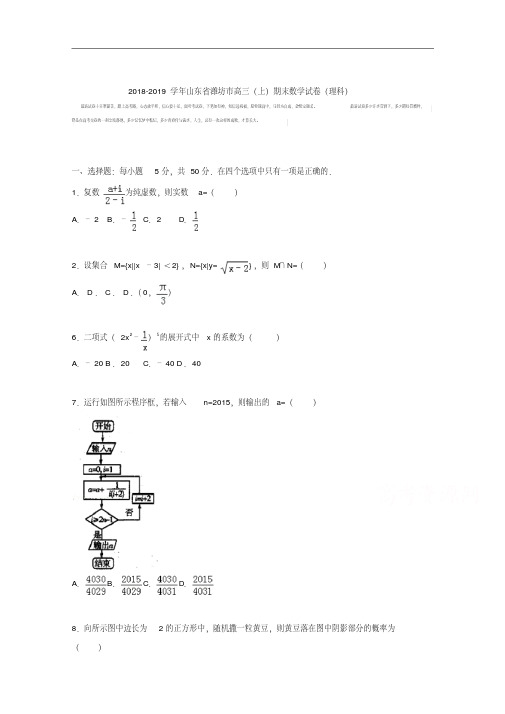 山东省潍坊市2018-2019学年高三上学期期末考试数学试卷(理科)Word版含解析.pdf