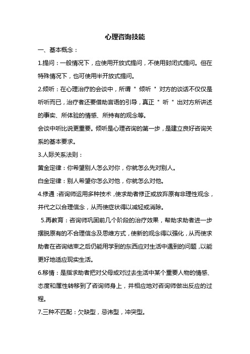 心理咨询技能培训学员整理资料