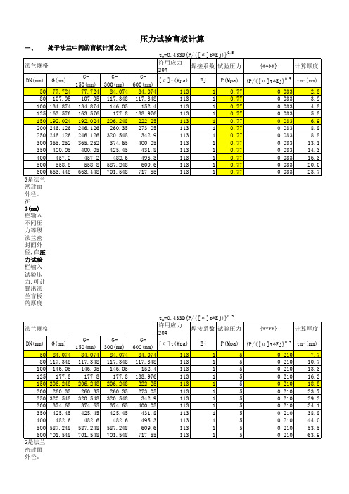 盲板计算公式