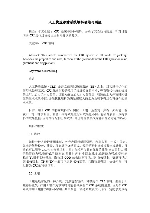 人工快速渗滤系统填料总结与展望