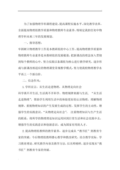 物理教研组三年发展规划