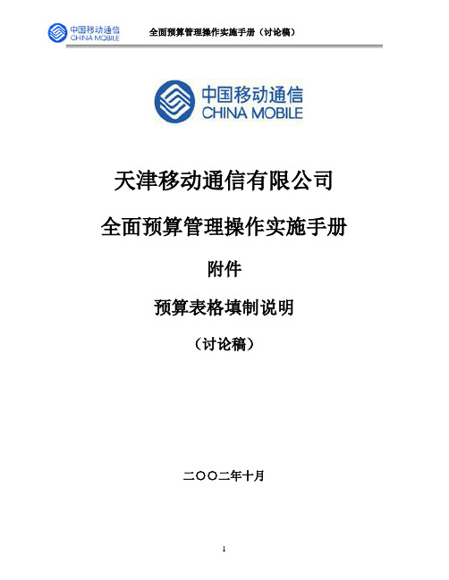天津移动预算模型表格填制说明021031 v2剖析