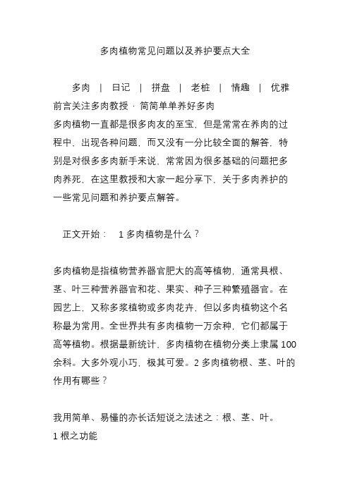 多肉植物常见问题以及养护要点大全